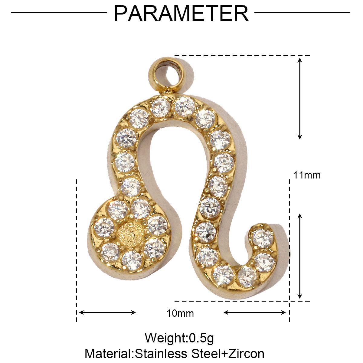 6pcs/pack Cubic Zircon Zodiac Sign Stainless Steel Diy Charms Women horoscope Earring Necklace Making  Jewelry Pendant
