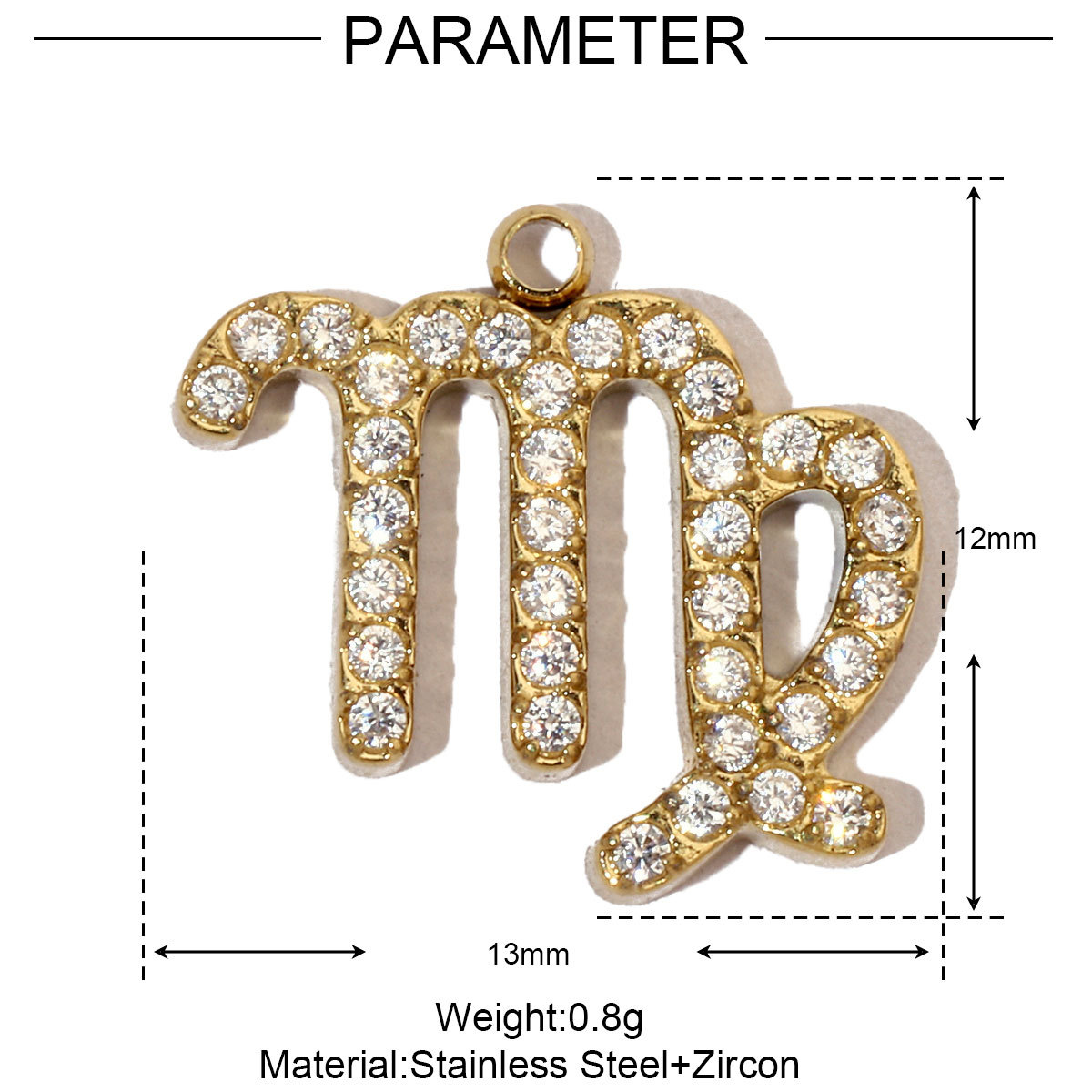 6pcs/pack Cubic Zircon Zodiac Sign Stainless Steel Diy Charms Women horoscope Earring Necklace Making  Jewelry Pendant