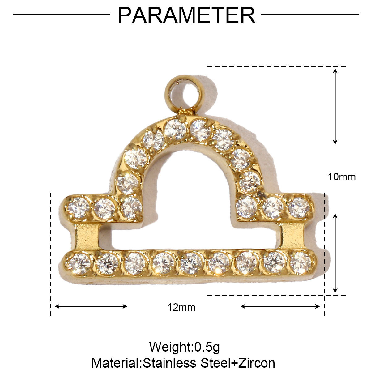 6pcs/pack Cubic Zircon Zodiac Sign Stainless Steel Diy Charms Women horoscope Earring Necklace Making  Jewelry Pendant
