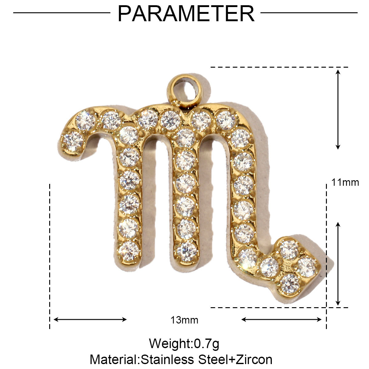 6pcs/pack Cubic Zircon Zodiac Sign Stainless Steel Diy Charms Women horoscope Earring Necklace Making  Jewelry Pendant
