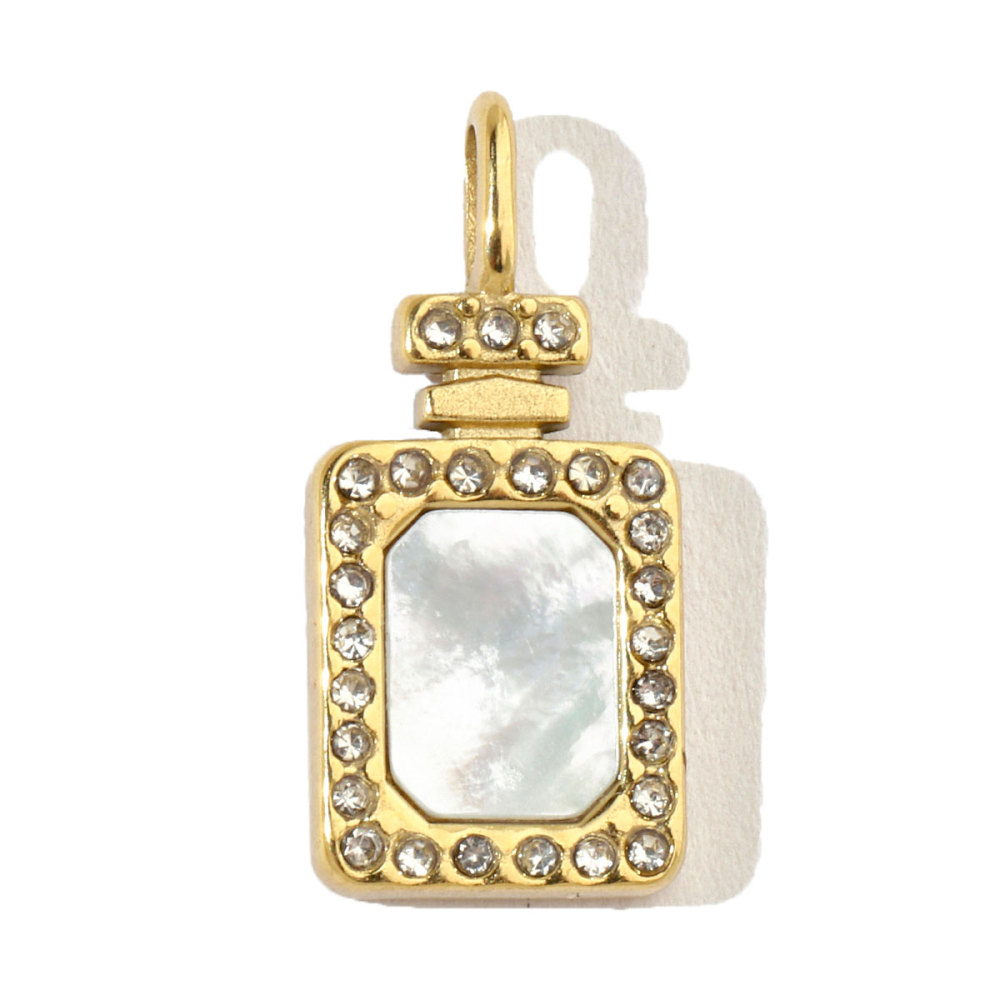 6pcs/pack Geometric Perfume Natural Stone Stainless Steel Diy Charms Women Waterdrop Necklace Pendant Cross Jewelry