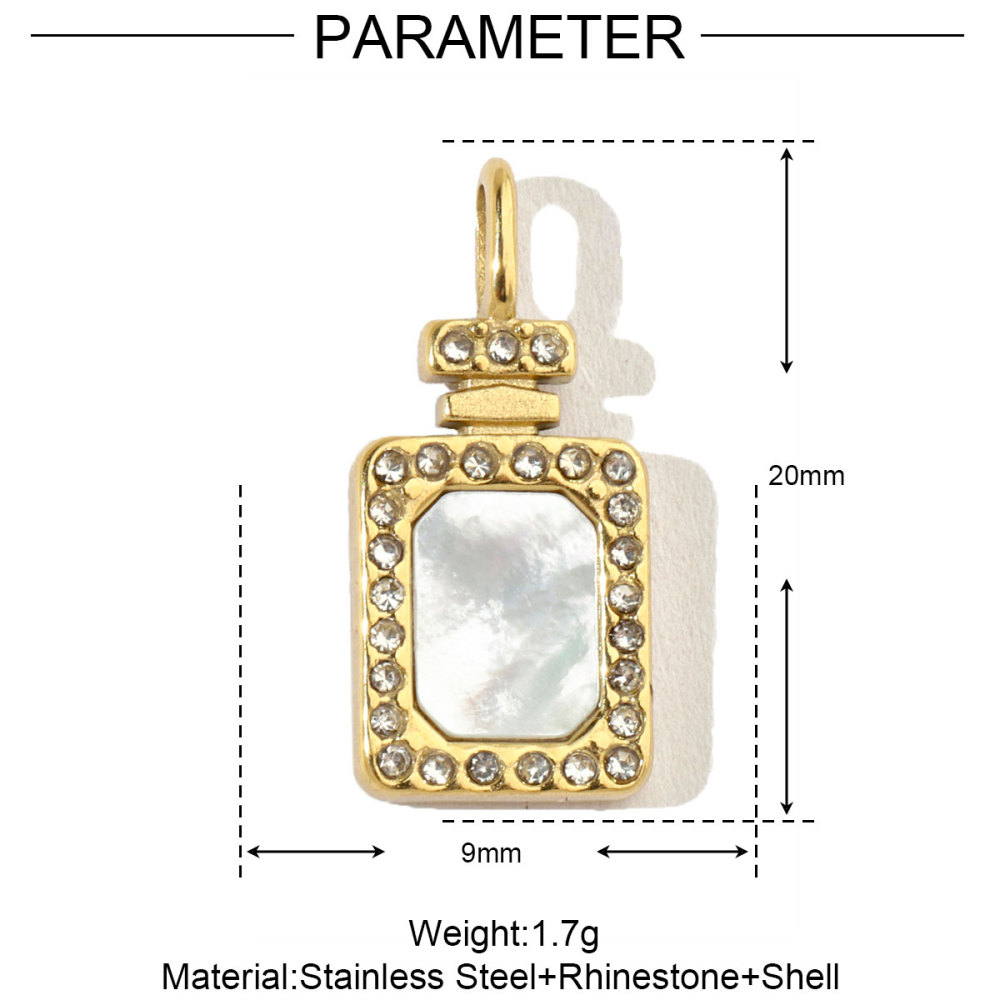 6pcs/pack Geometric Perfume Natural Stone Stainless Steel Diy Charms Women Waterdrop Necklace Pendant Cross Jewelry