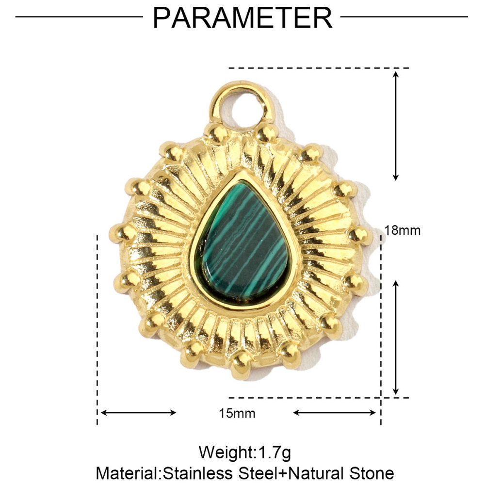 6pcs/pack Geometric Perfume Natural Stone Stainless Steel Diy Charms Women Waterdrop Necklace Pendant Cross Jewelry