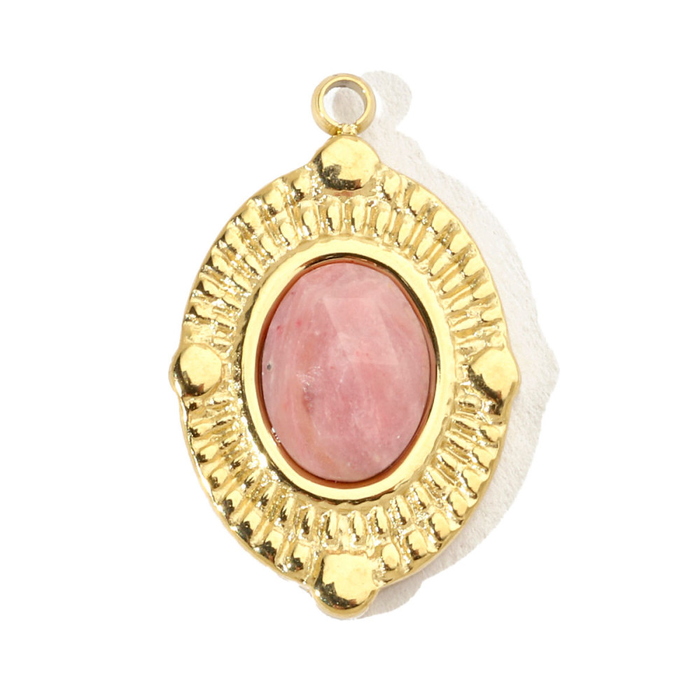 6pcs/pack Geometric Perfume Natural Stone Stainless Steel Diy Charms Women Waterdrop Necklace Pendant Cross Jewelry