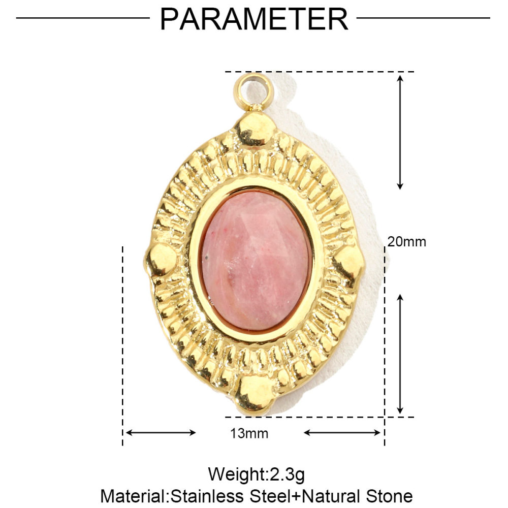 6pcs/pack Geometric Perfume Natural Stone Stainless Steel Diy Charms Women Waterdrop Necklace Pendant Cross Jewelry