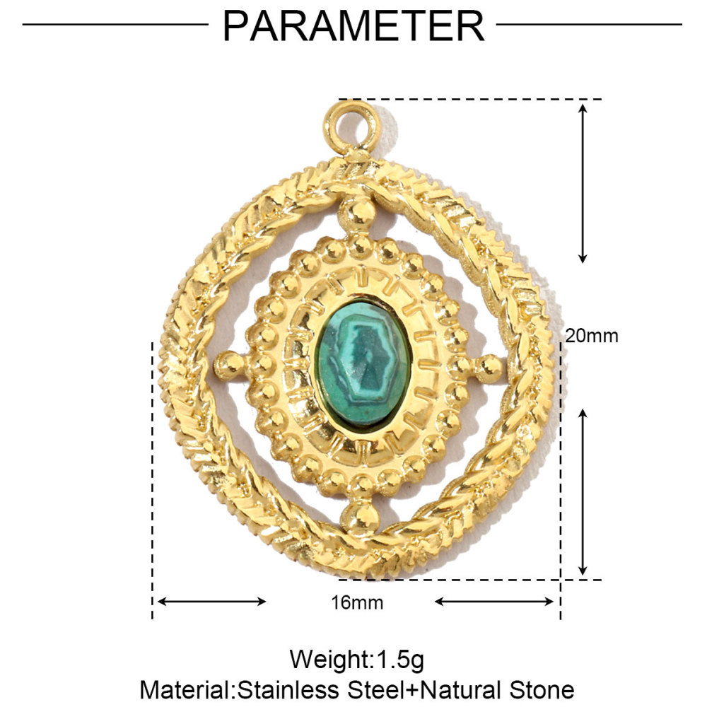6pcs/pack Geometric Perfume Natural Stone Stainless Steel Diy Charms Women Waterdrop Necklace Pendant Cross Jewelry