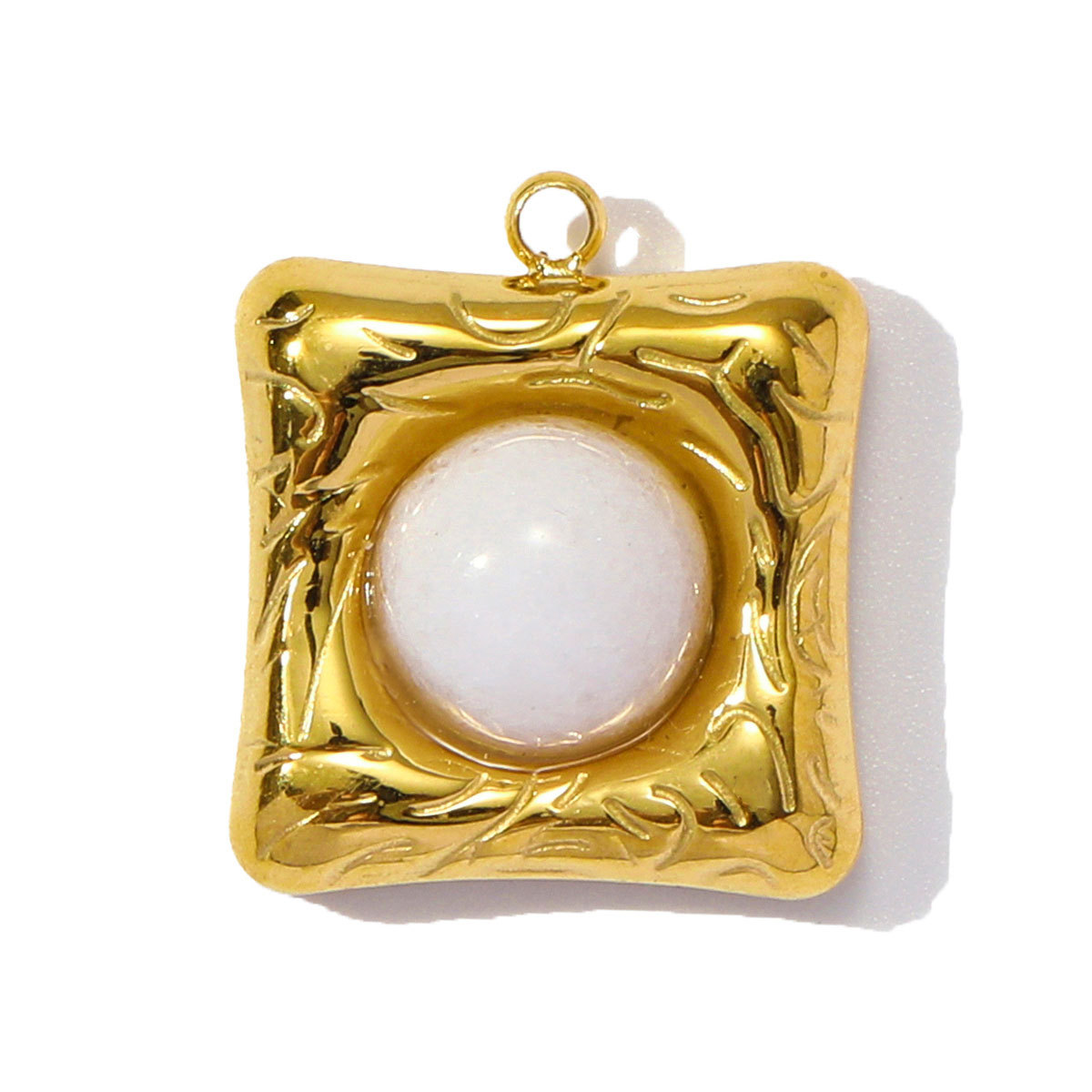 6pcs/pack Wholesale Stainless Steel Natural Stone Geometric Diy Charms Woman Crystal Love Heart Necklace Pendants Lotus Jewelry