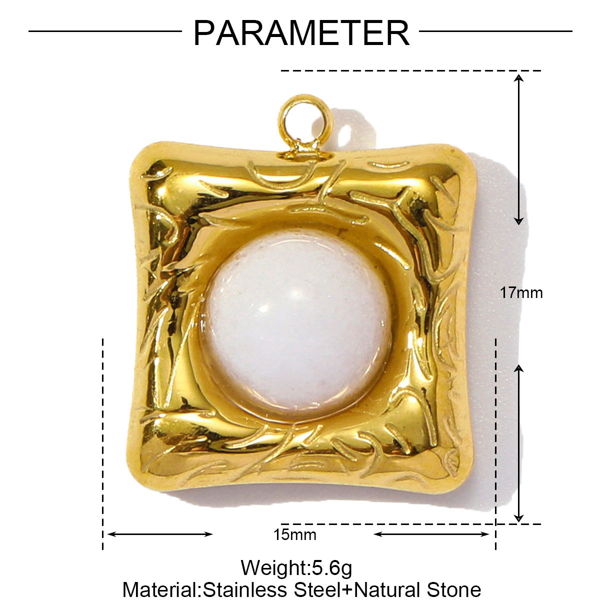 6pcs/pack Wholesale Stainless Steel Natural Stone Geometric Diy Charms Woman Crystal Love Heart Necklace Pendants Lotus Jewelry