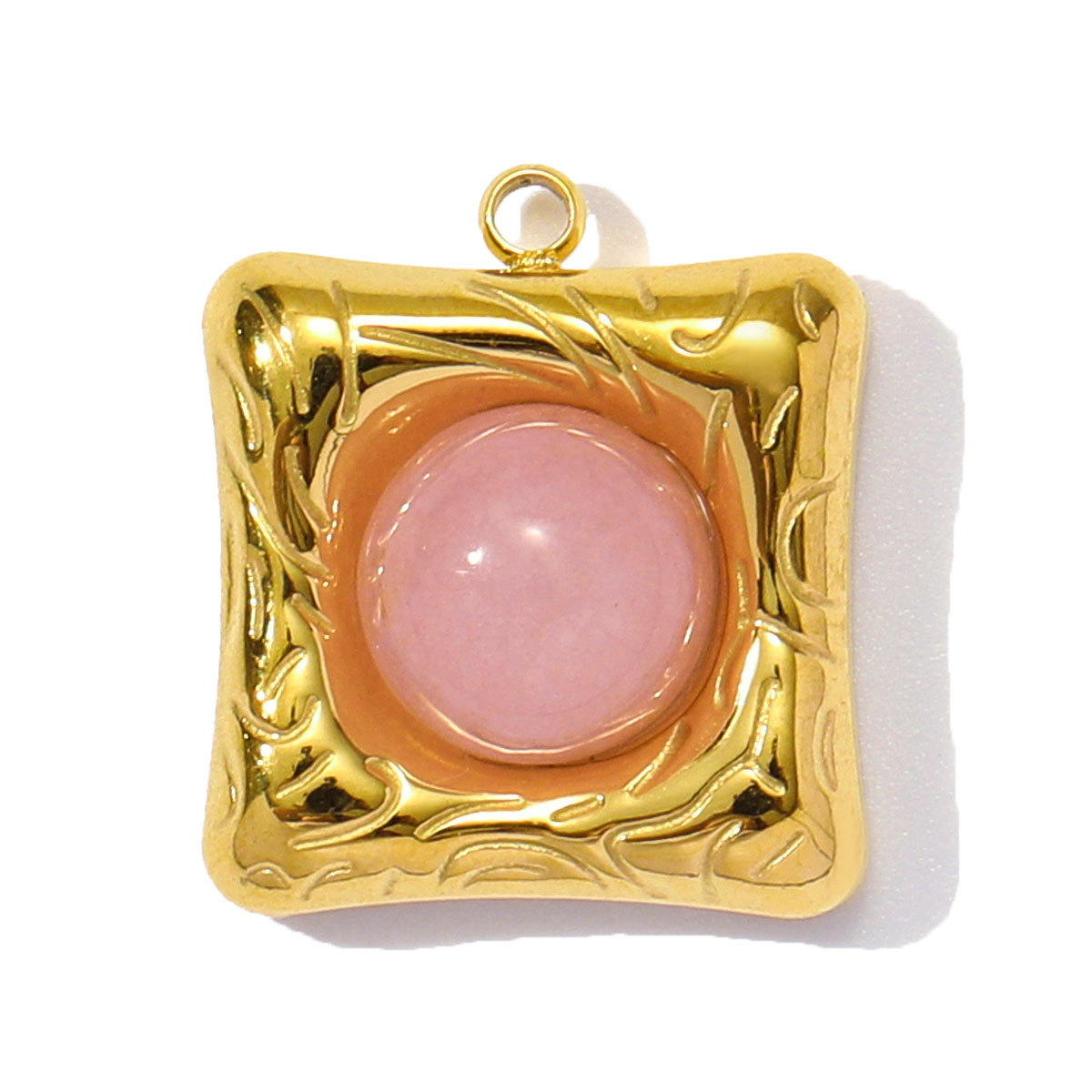 6pcs/pack Wholesale Stainless Steel Natural Stone Geometric Diy Charms Woman Crystal Love Heart Necklace Pendants Lotus Jewelry