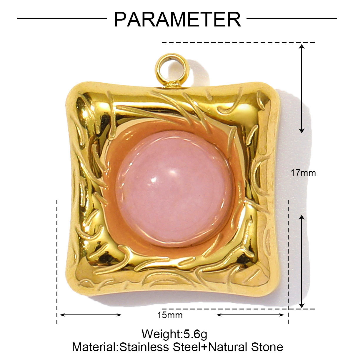 6pcs/pack Wholesale Stainless Steel Natural Stone Geometric Diy Charms Woman Crystal Love Heart Necklace Pendants Lotus Jewelry
