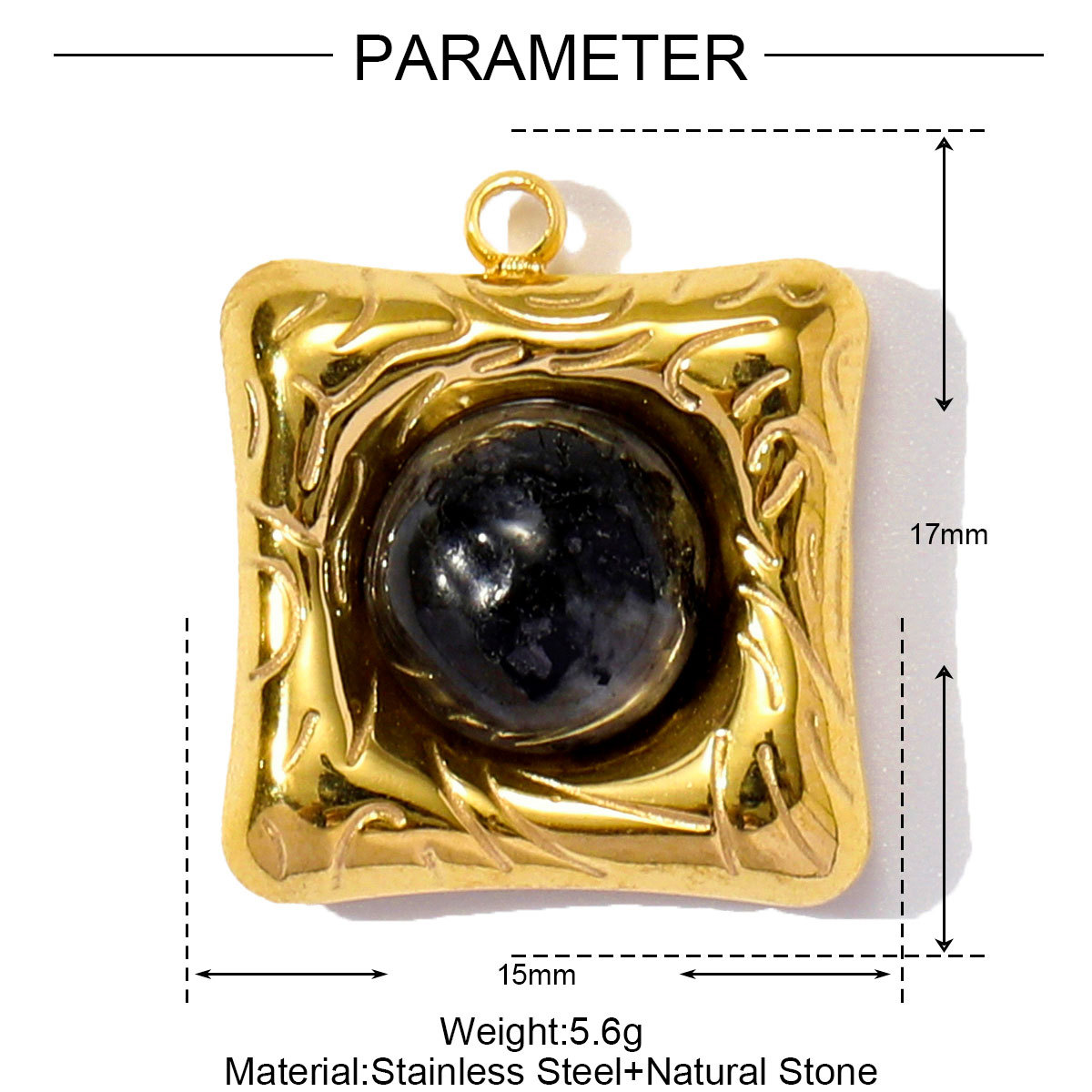 6pcs/pack Wholesale Stainless Steel Natural Stone Geometric Diy Charms Woman Crystal Love Heart Necklace Pendants Lotus Jewelry