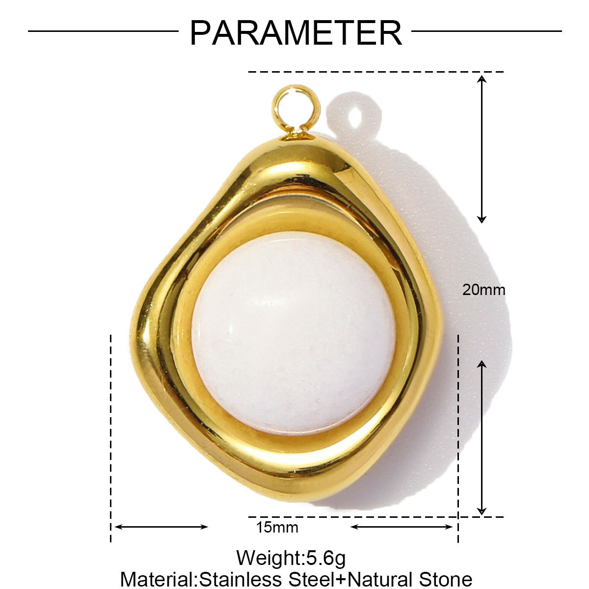 6pcs/pack Wholesale Stainless Steel Natural Stone Geometric Diy Charms Woman Crystal Love Heart Necklace Pendants Lotus Jewelry