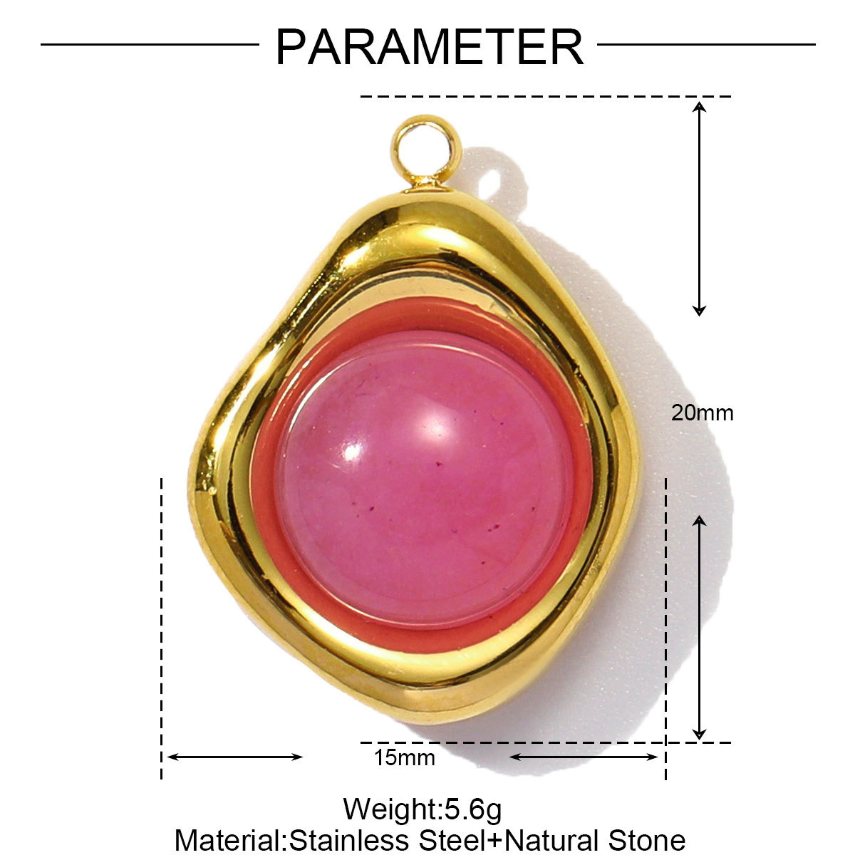 6pcs/pack Wholesale Stainless Steel Natural Stone Geometric Diy Charms Woman Crystal Love Heart Necklace Pendants Lotus Jewelry