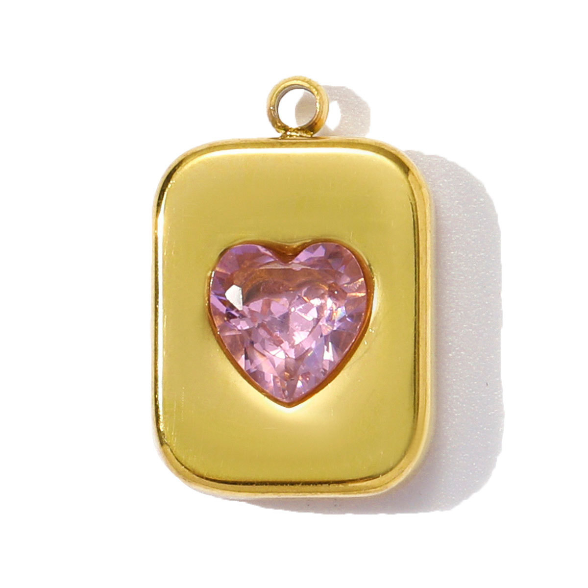 6pcs/pack Wholesale Stainless Steel Natural Stone Geometric Diy Charms Woman Crystal Love Heart Necklace Pendants Lotus Jewelry