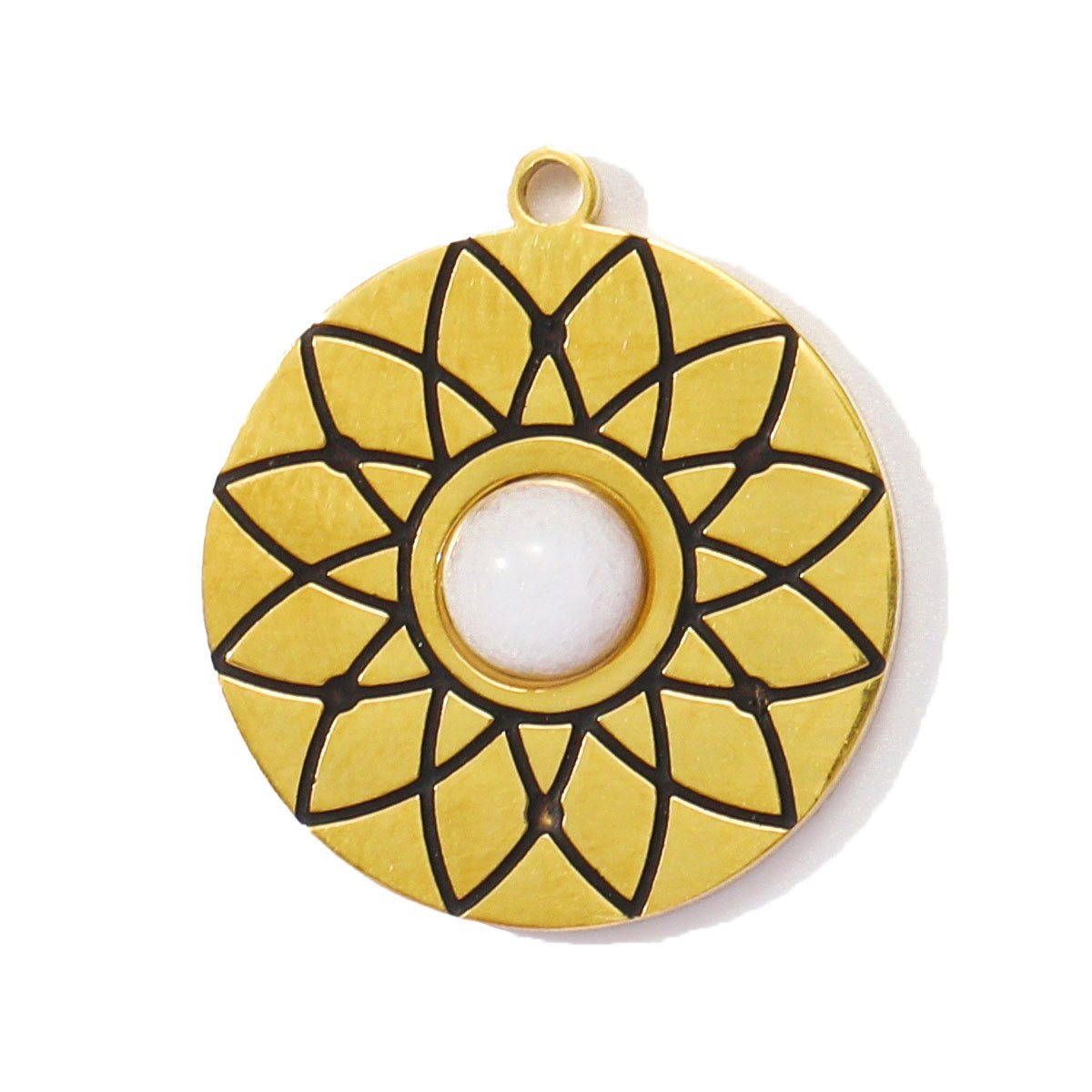 6pcs/pack Wholesale Stainless Steel Natural Stone Geometric Diy Charms Woman Crystal Love Heart Necklace Pendants Lotus Jewelry