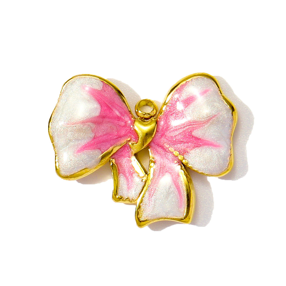 6pcs/pack Wholesale Stainless Steel Enamel Knot Bow Rainbow Diy Charms Woman Cherry Strawberry Necklace Pendants Heart Jewelry