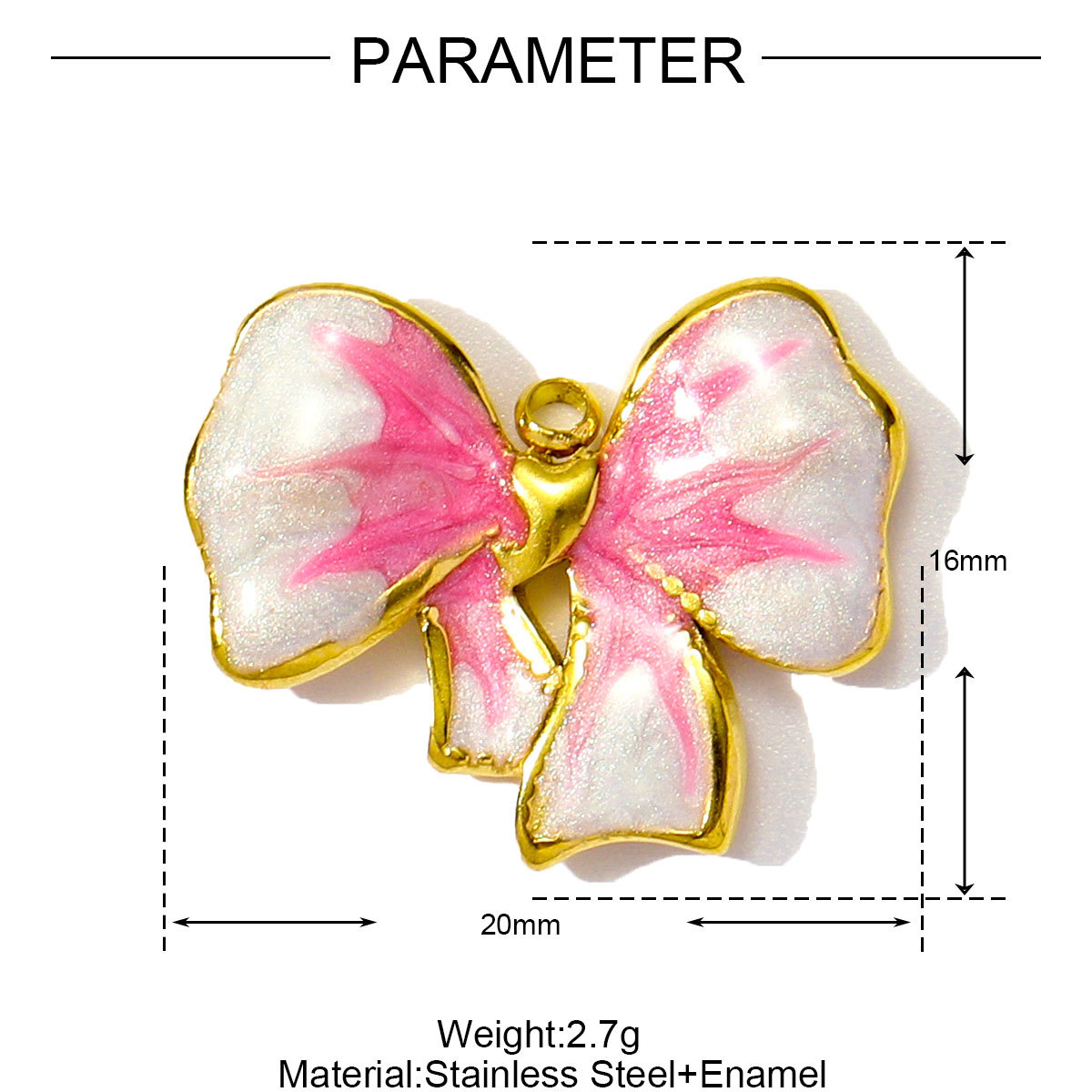 6pcs/pack Wholesale Stainless Steel Enamel Knot Bow Rainbow Diy Charms Woman Cherry Strawberry Necklace Pendants Heart Jewelry