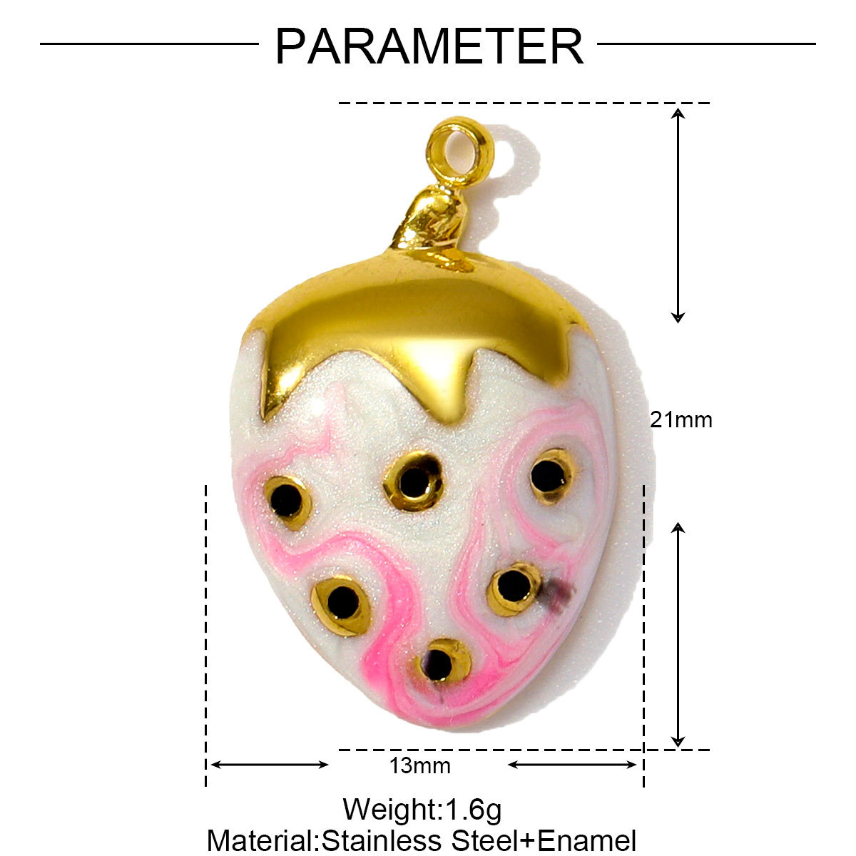 6pcs/pack Wholesale Stainless Steel Enamel Knot Bow Rainbow Diy Charms Woman Cherry Strawberry Necklace Pendants Heart Jewelry