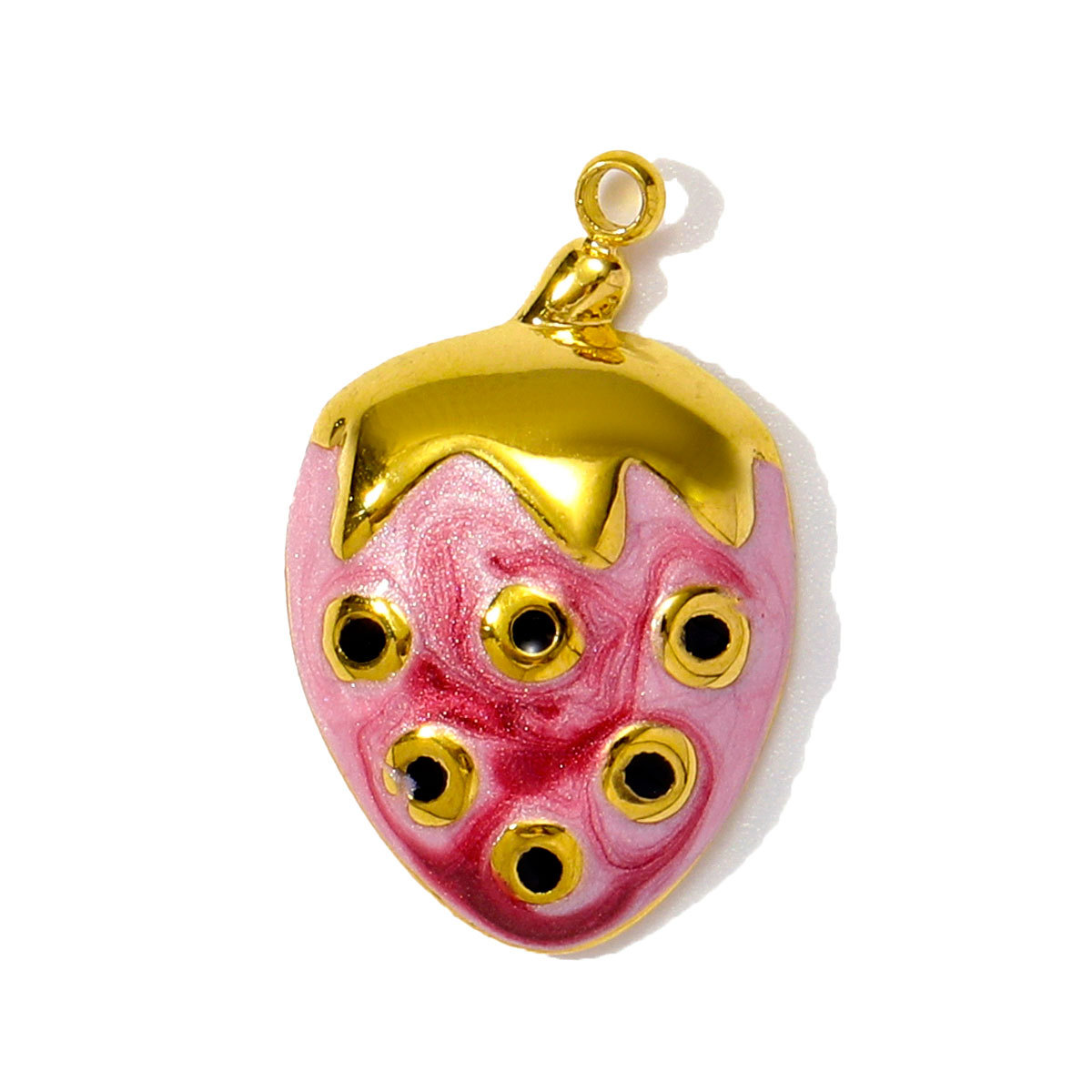 6pcs/pack Wholesale Stainless Steel Enamel Knot Bow Rainbow Diy Charms Woman Cherry Strawberry Necklace Pendants Heart Jewelry