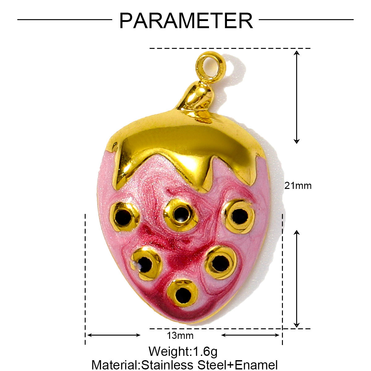 6pcs/pack Wholesale Stainless Steel Enamel Knot Bow Rainbow Diy Charms Woman Cherry Strawberry Necklace Pendants Heart Jewelry
