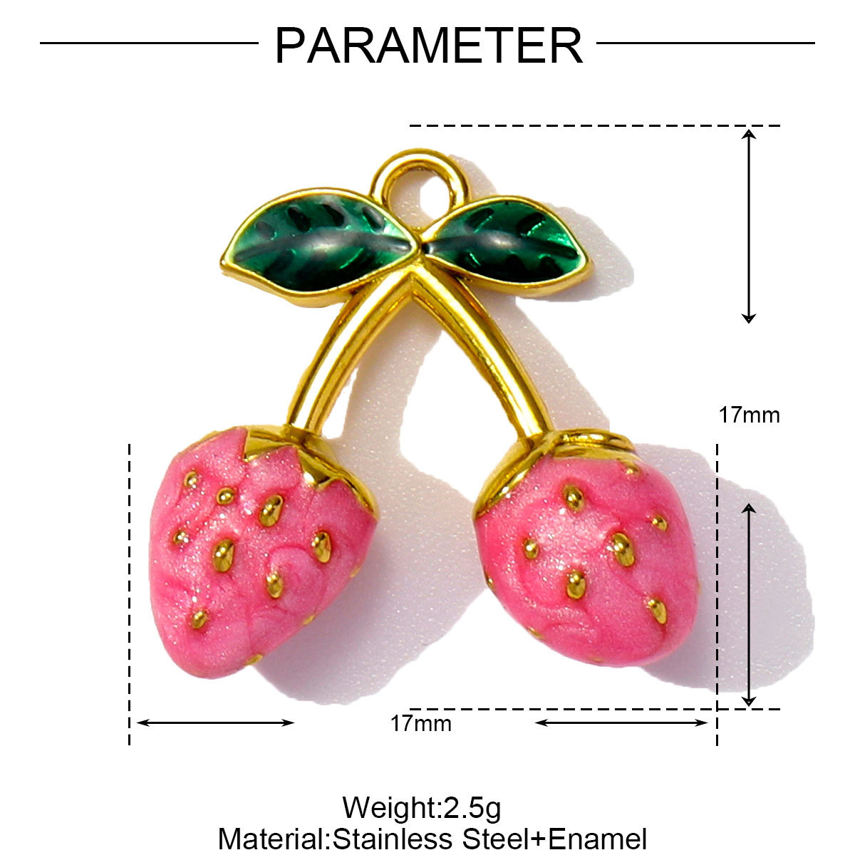 6pcs/pack Wholesale Stainless Steel Enamel Knot Bow Rainbow Diy Charms Woman Cherry Strawberry Necklace Pendants Heart Jewelry