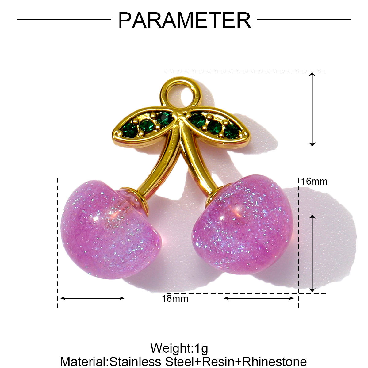 6pcs/pack Wholesale Stainless Steel Enamel Knot Bow Rainbow Diy Charms Woman Cherry Strawberry Necklace Pendants Heart Jewelry