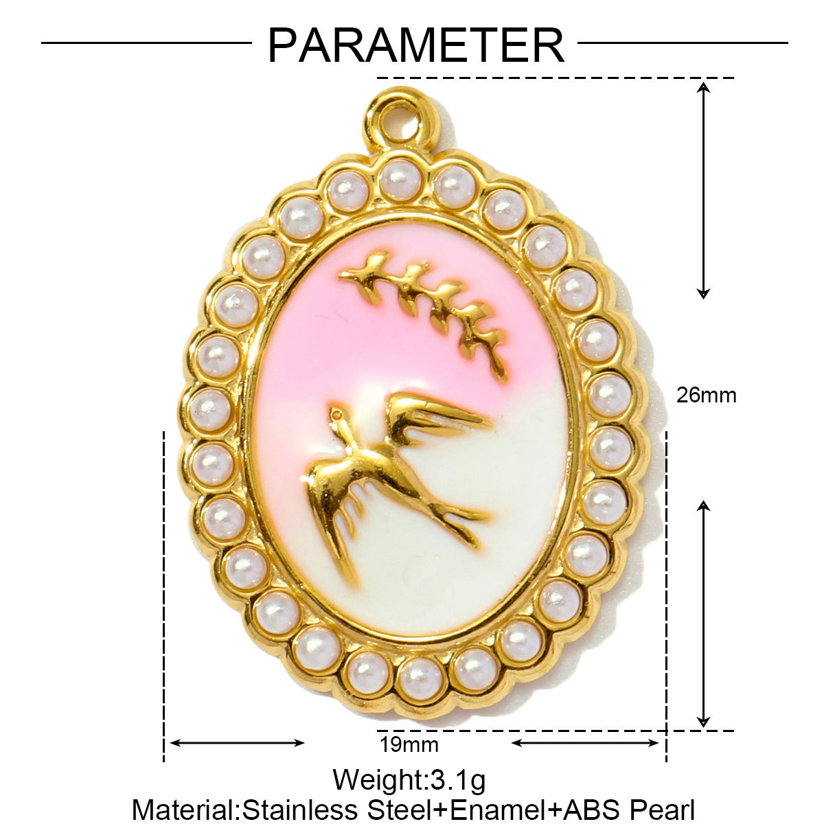 6pcs/pack Stainless Steel Enamel Swallow Pearl Heart Wings Pendant Mushroom Dolphin Goldfish DIY Charms Women Jewelry