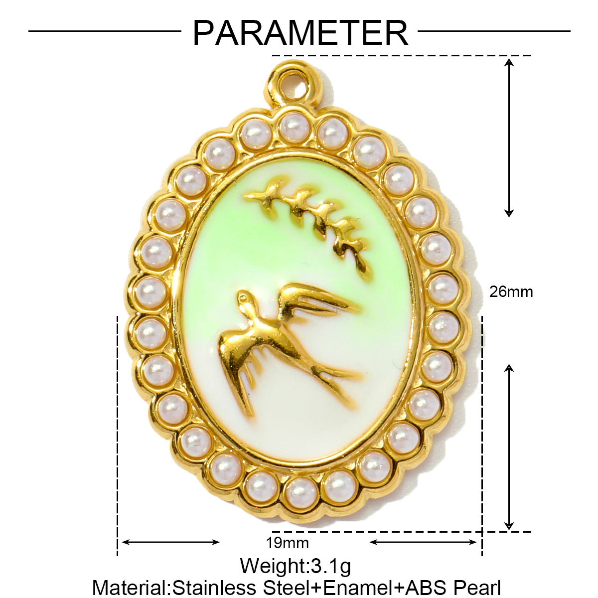 6pcs/pack Stainless Steel Enamel Swallow Pearl Heart Wings Pendant Mushroom Dolphin Goldfish DIY Charms Women Jewelry