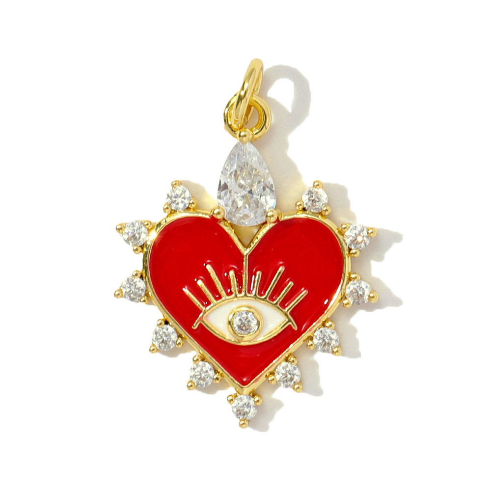 6pcs/pack Trendy Copper Zirocn Enamel Heart Pendants Evil Eye Butterfly DIY Charms Women Necklace Making Jewelry