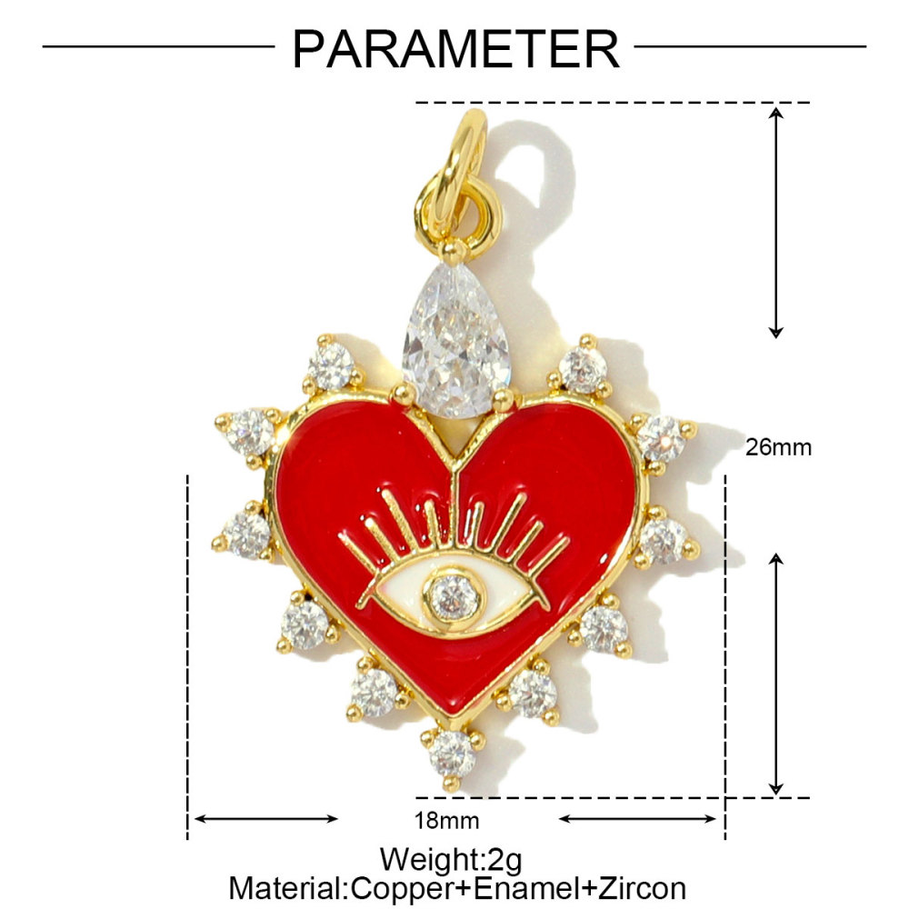 6pcs/pack Trendy Copper Zirocn Enamel Heart Pendants Evil Eye Butterfly DIY Charms Women Necklace Making Jewelry