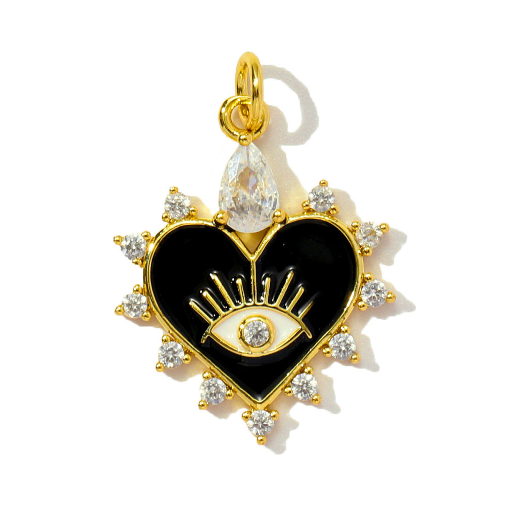 6pcs/pack Trendy Copper Zirocn Enamel Heart Pendants Evil Eye Butterfly DIY Charms Women Necklace Making Jewelry
