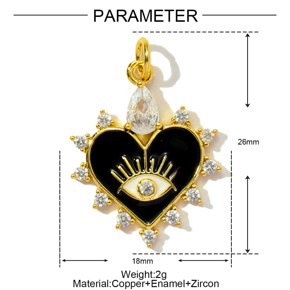 6pcs/pack Trendy Copper Zirocn Enamel Heart Pendants Evil Eye Butterfly DIY Charms Women Necklace Making Jewelry