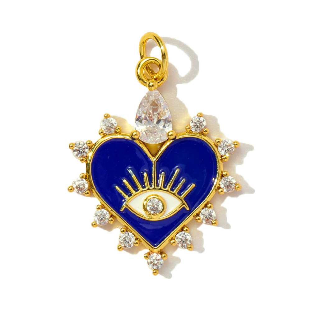 6pcs/pack Trendy Copper Zirocn Enamel Heart Pendants Evil Eye Butterfly DIY Charms Women Necklace Making Jewelry