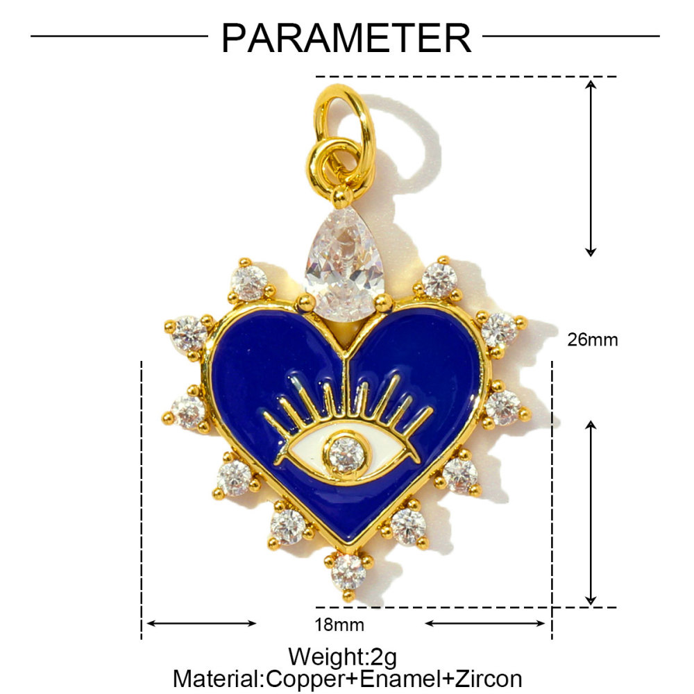 6pcs/pack Trendy Copper Zirocn Enamel Heart Pendants Evil Eye Butterfly DIY Charms Women Necklace Making Jewelry