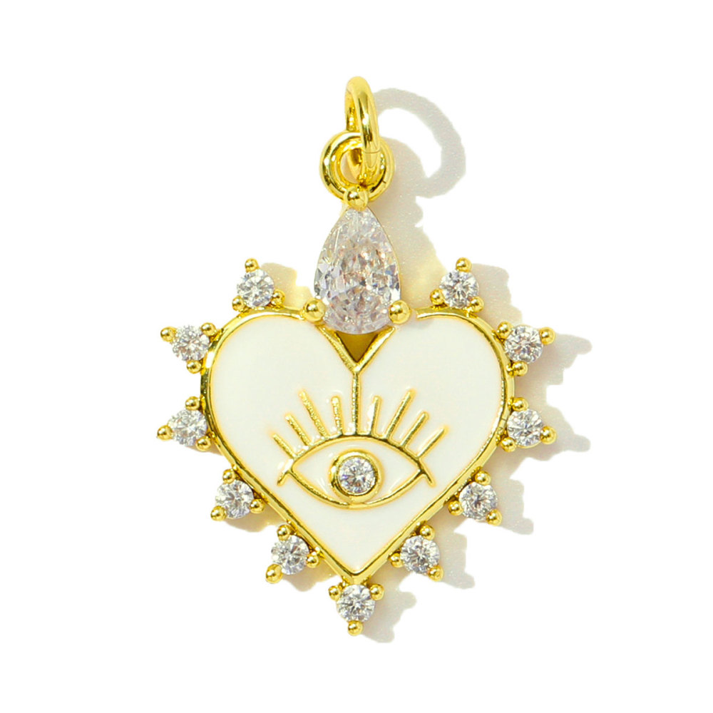 6pcs/pack Trendy Copper Zirocn Enamel Heart Pendants Evil Eye Butterfly DIY Charms Women Necklace Making Jewelry
