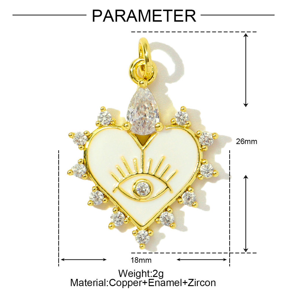 6pcs/pack Trendy Copper Zirocn Enamel Heart Pendants Evil Eye Butterfly DIY Charms Women Necklace Making Jewelry