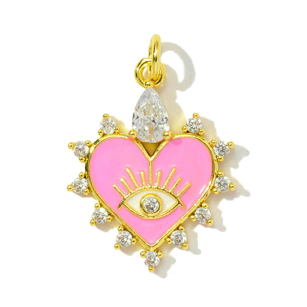 6pcs/pack Trendy Copper Zirocn Enamel Heart Pendants Evil Eye Butterfly DIY Charms Women Necklace Making Jewelry