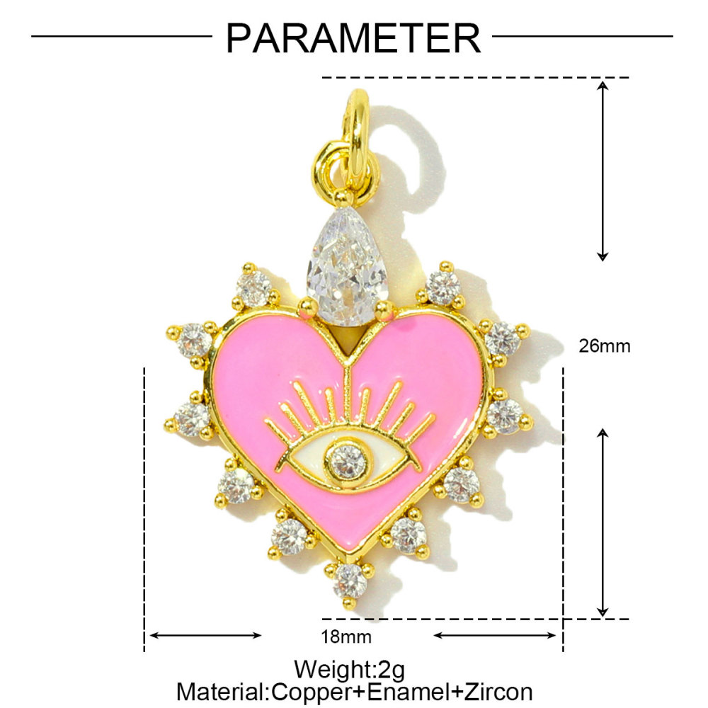 6pcs/pack Trendy Copper Zirocn Enamel Heart Pendants Evil Eye Butterfly DIY Charms Women Necklace Making Jewelry