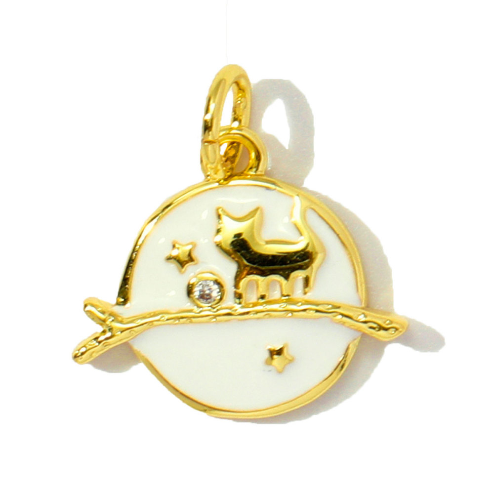 6pcs/pack Copper Enamel Cat Planet Grape Rainbow DIY Charms Zircon Mushroom Star Moon Pendants Women Necklace Making Jewelry