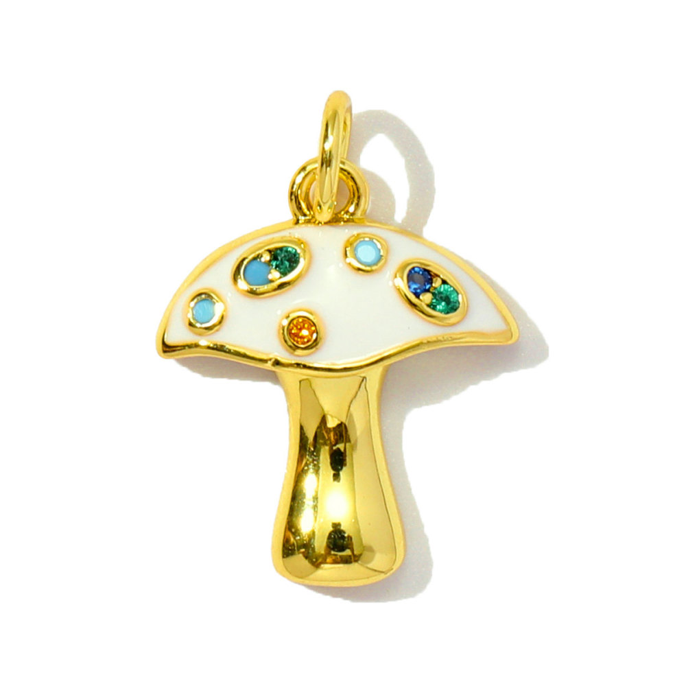 6pcs/pack Copper Enamel Cat Planet Grape Rainbow DIY Charms Zircon Mushroom Star Moon Pendants Women Necklace Making Jewelry