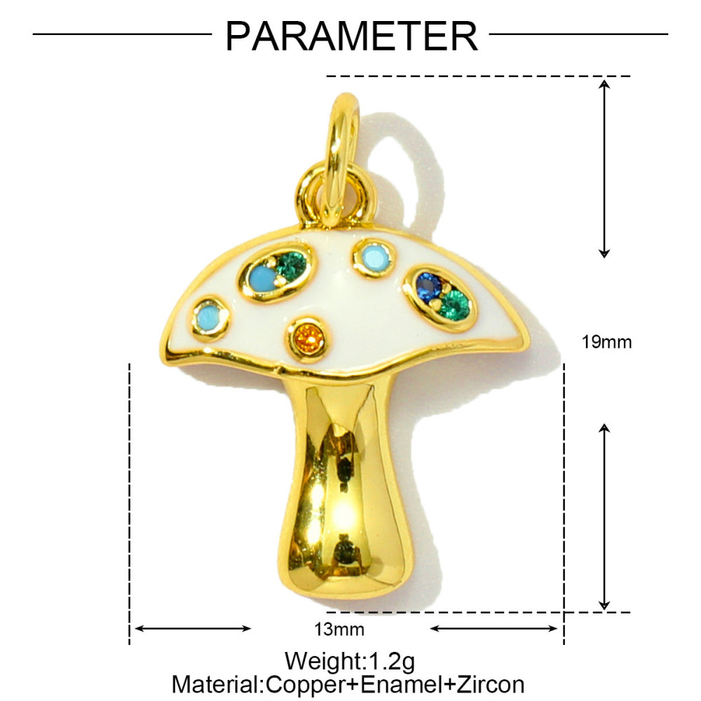 6pcs/pack Copper Enamel Cat Planet Grape Rainbow DIY Charms Zircon Mushroom Star Moon Pendants Women Necklace Making Jewelry