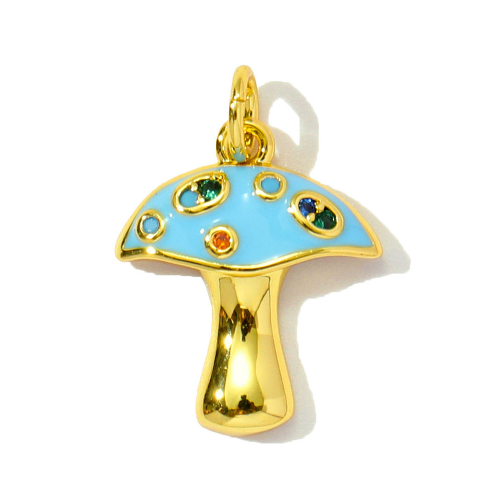 6pcs/pack Copper Enamel Cat Planet Grape Rainbow DIY Charms Zircon Mushroom Star Moon Pendants Women Necklace Making Jewelry