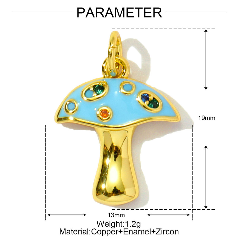 6pcs/pack Copper Enamel Cat Planet Grape Rainbow DIY Charms Zircon Mushroom Star Moon Pendants Women Necklace Making Jewelry