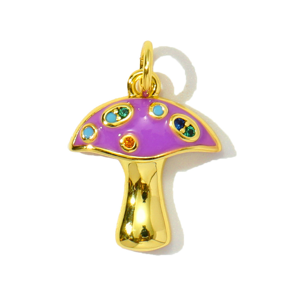 6pcs/pack Copper Enamel Cat Planet Grape Rainbow DIY Charms Zircon Mushroom Star Moon Pendants Women Necklace Making Jewelry