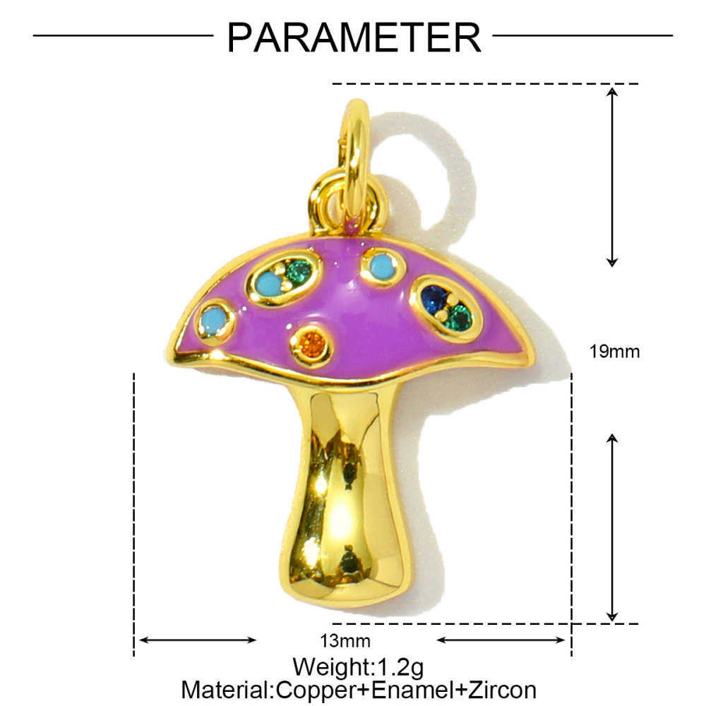6pcs/pack Copper Enamel Cat Planet Grape Rainbow DIY Charms Zircon Mushroom Star Moon Pendants Women Necklace Making Jewelry
