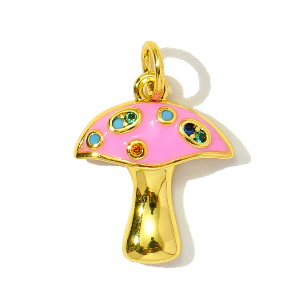 6pcs/pack Copper Enamel Cat Planet Grape Rainbow DIY Charms Zircon Mushroom Star Moon Pendants Women Necklace Making Jewelry