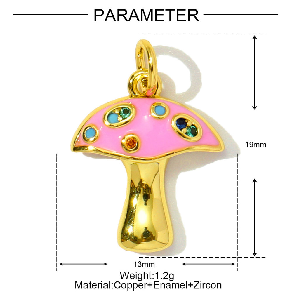 6pcs/pack Copper Enamel Cat Planet Grape Rainbow DIY Charms Zircon Mushroom Star Moon Pendants Women Necklace Making Jewelry