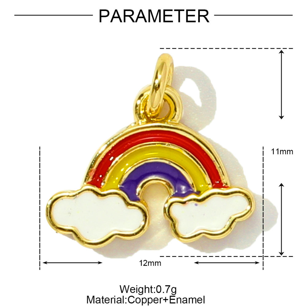 6pcs/pack Copper Enamel Cat Planet Grape Rainbow DIY Charms Zircon Mushroom Star Moon Pendants Women Necklace Making Jewelry