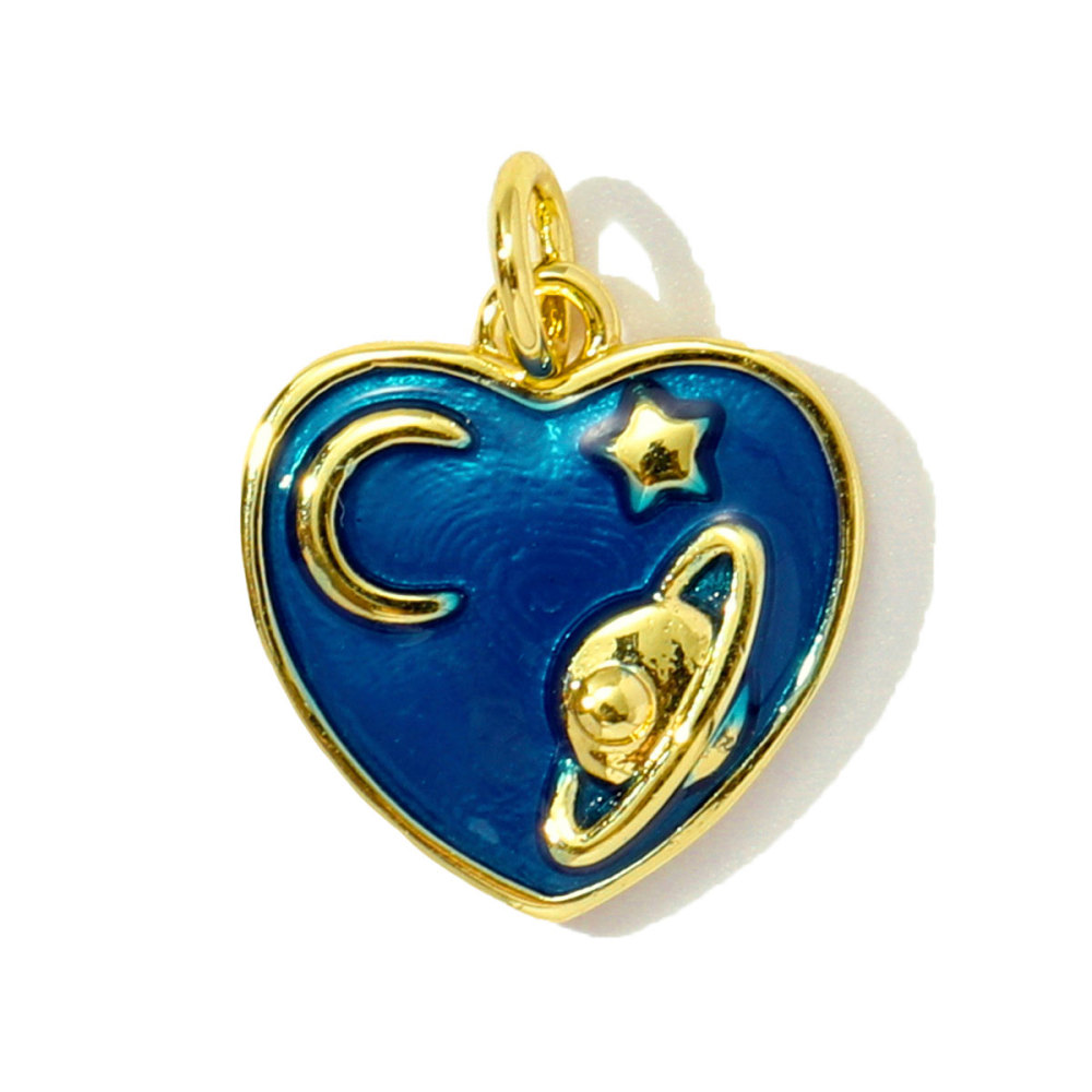 6pcs/pack Copper Enamel Cat Planet Grape Rainbow DIY Charms Zircon Mushroom Star Moon Pendants Women Necklace Making Jewelry