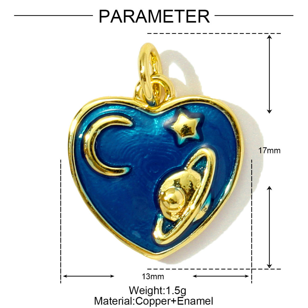 6pcs/pack Copper Enamel Cat Planet Grape Rainbow DIY Charms Zircon Mushroom Star Moon Pendants Women Necklace Making Jewelry